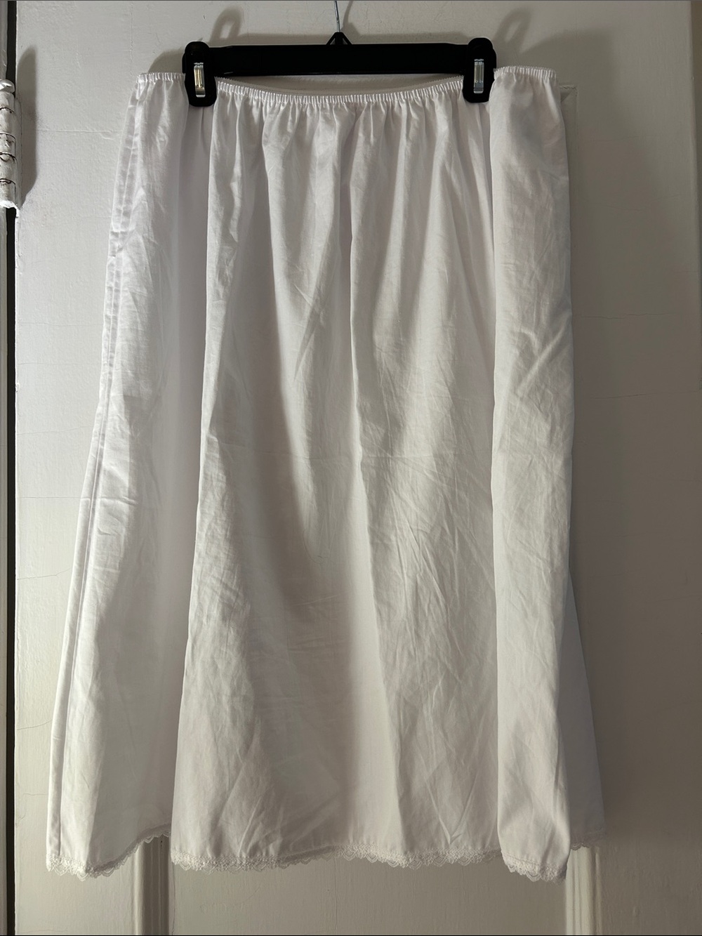 White  cotton midi Slip  with Elastic Waist
